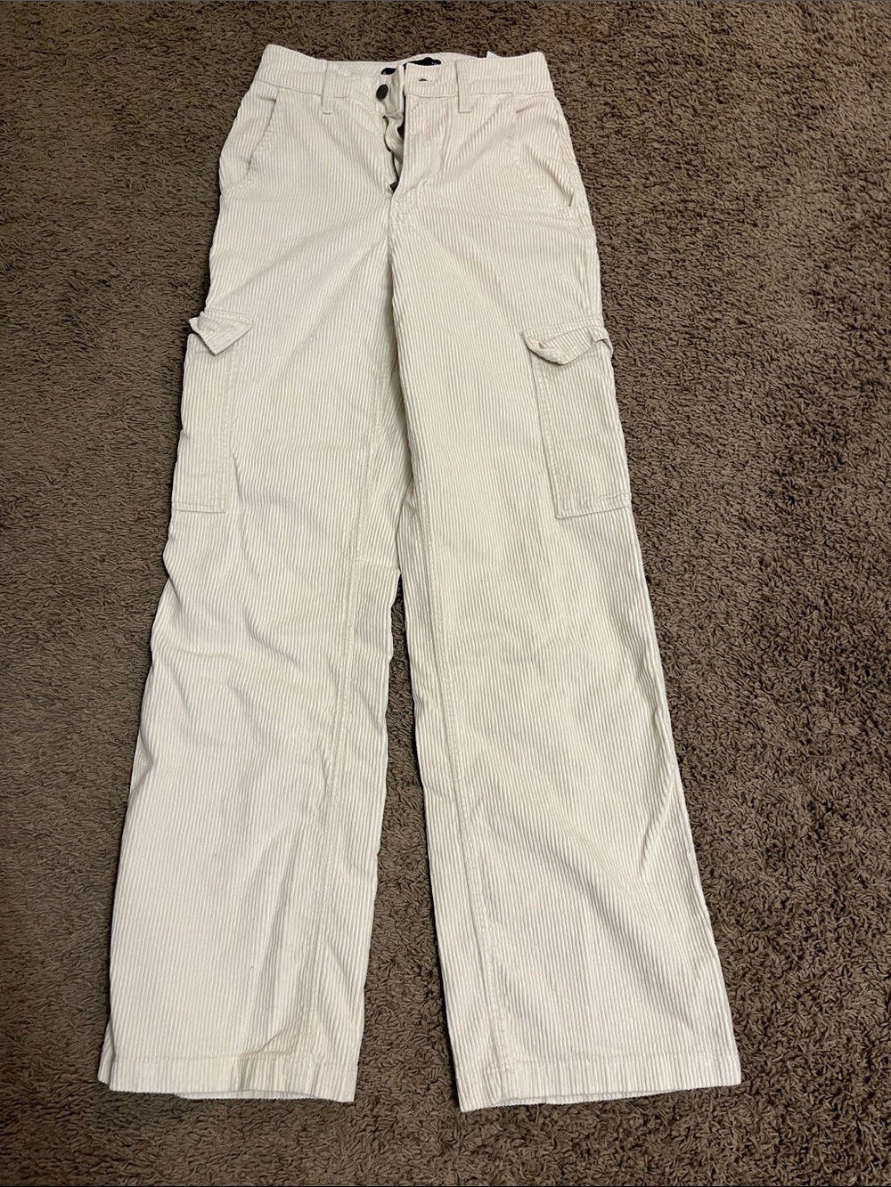 Women’s Light Beige Cargo Pants - Casual Wide-Leg
